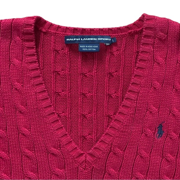 Ralph Lauren Women's Red Cable Knit Sweater - Picture 2 of 6